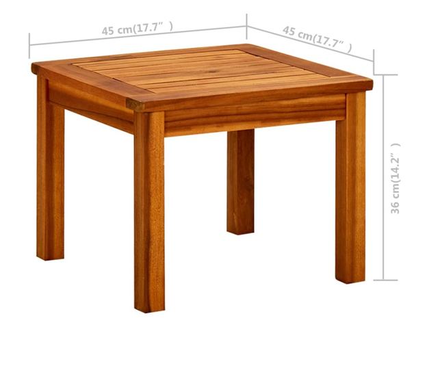 Măsuță de cafea de grădină, 45x45x36 cm, lemn masiv acacia