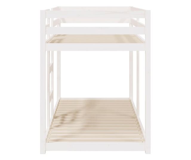 Двуетажно легло, бяло, 90x200 см, борово дърво масив