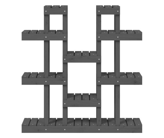Stalak za biljke sivi 104,5 x 25 x 109,5 cm od masivne borovine