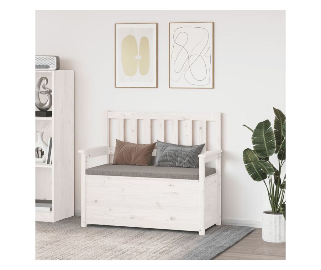 fehér tömör fenyőfa pad 112,5 x 51,5 x 96,5 cm - 3