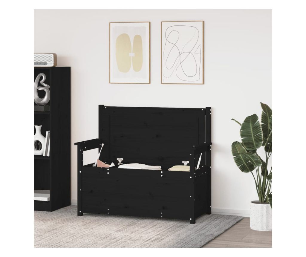 fekete tömör fenyőfa pad 112,5 x 51,5 x 96,5 cm - 3