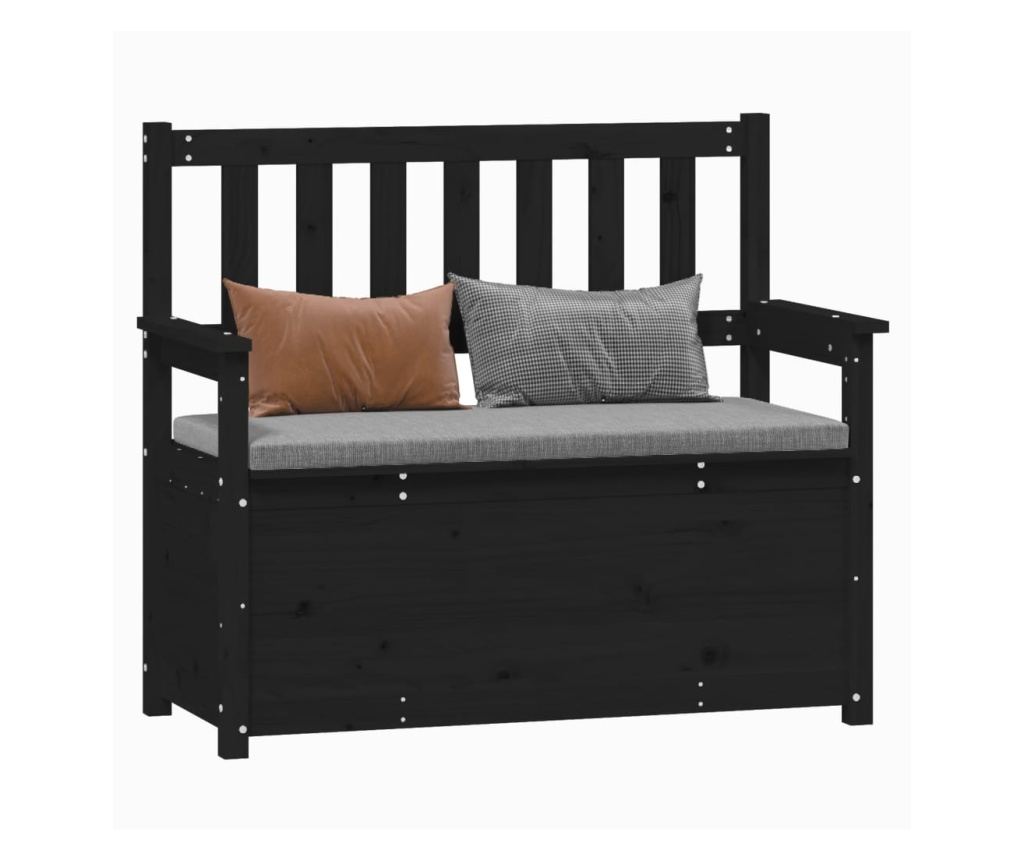 fekete tömör fenyőfa pad 112,5 x 51,5 x 96,5 cm - 4