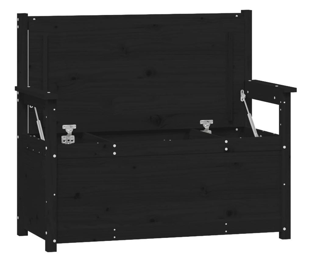 fekete tömör fenyőfa pad 112,5 x 51,5 x 96,5 cm - 5