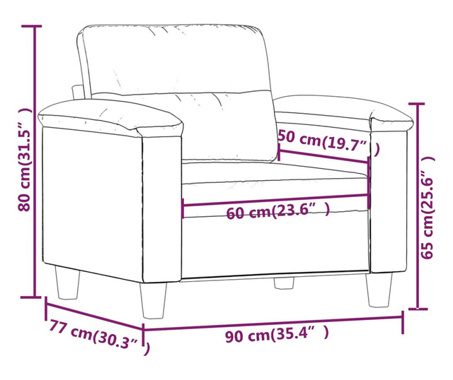 Fotelj svetlo siv 60 cm tkanina iz mikrovlaken