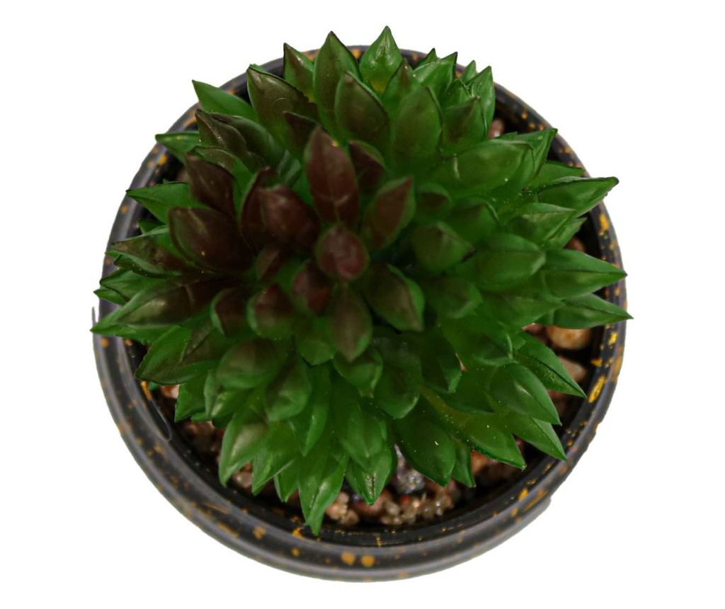 Kerek váza zamatos növénnyel, zöld, műanyag, 9Cm - 2