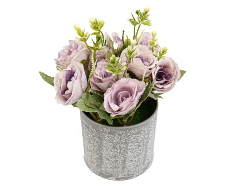 Lila műanyag rózsák cserép 18cm