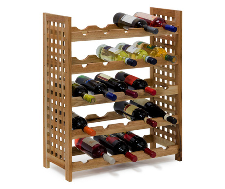 Suport sticle de vin, RelaxDays, din lemn de nuc uleiat, natur, 25 sticle, 73 x 63 x 25 cm