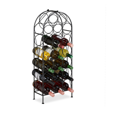 Suport sticle de vin Relaxdays, din metal, pentru 20 de sticle, 83 x 34 x 17 cm