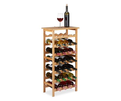 Suport sticle de vin RelaxDays, pentru 28 de sticle, din bambus, natur, 94 x 47 x 29 cm