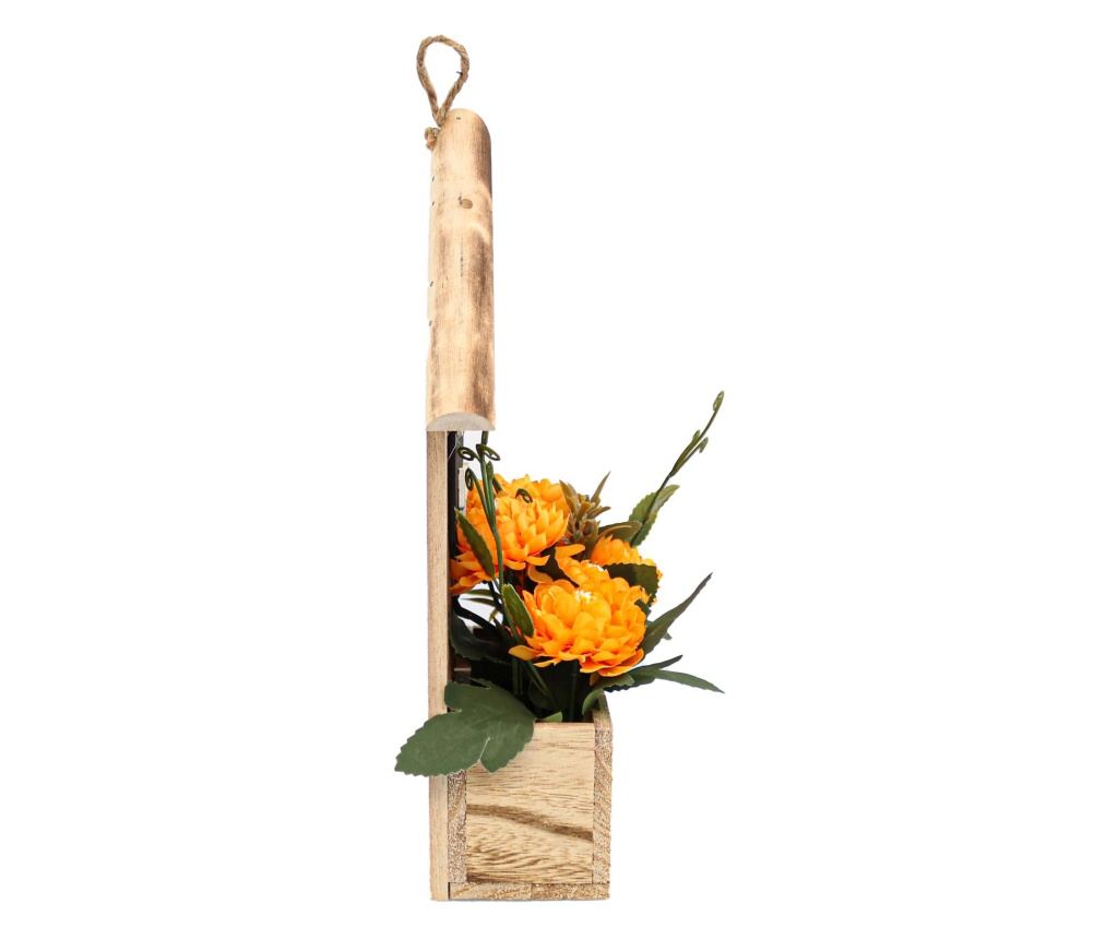 Fából készült virágcsokor, narancssárga, műanyag, 29cm - 2