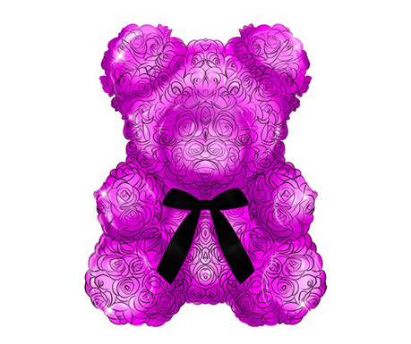 Sticker decorativ Ursulet din flori, Mov, 72 cm, 3271ST