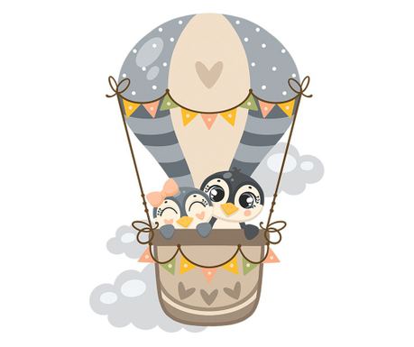 Sticker decorativ Pinguin, Gri, 55 cm, 3385ST