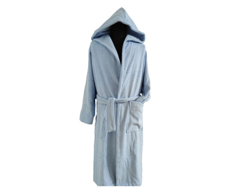 Светло син халат за баня с качулка  XL
