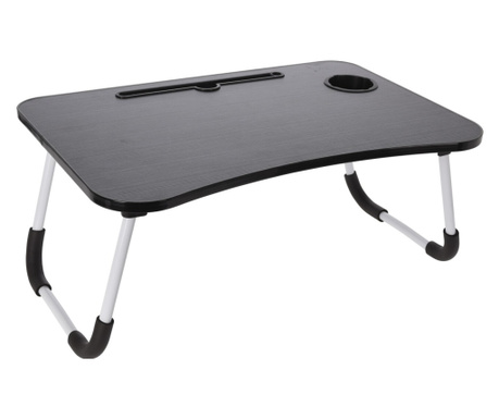 Excellent Houseware tálca/asztal, MDF/metál, 60x40x28 cm, fekete