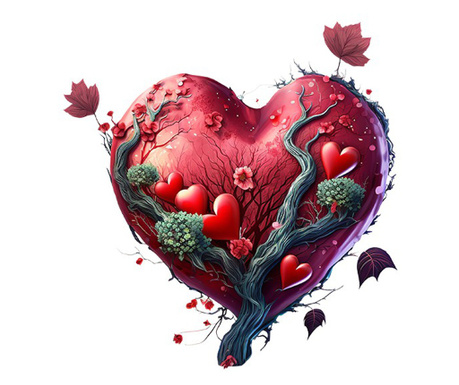 Sticker decorativ Inima , Rosu, 57 cm, 3559ST