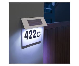 Placa numar casa iluminata LED, incarcare solara, carcasa din INOX