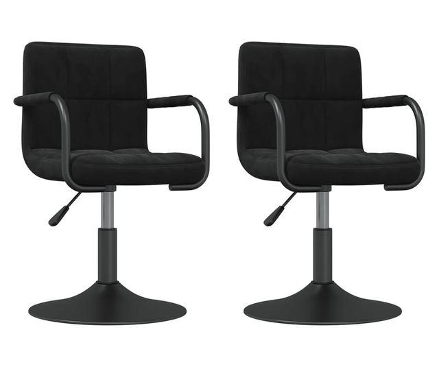 Sjedalice za kuhinju s rotacijom, 2 kom., crne, baršunaste