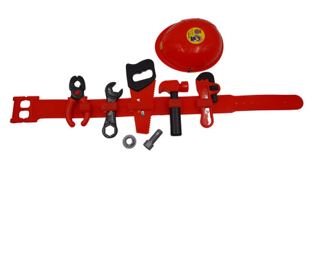 Комплект инструменти за играчки IdeallStore®, Работен колан, пластмасов, 75 см, червен