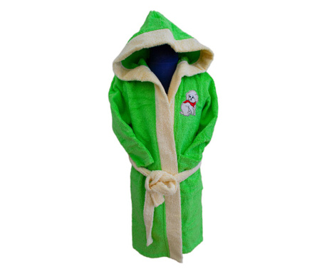 Детски халат за баня с качулка - Зелен № 40  8-10 години