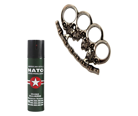 НАТО спрей 60 мл, подаръчна розетка, череп, 1 см, сив металик