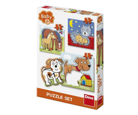 Baby puzzle - Animalute jucause (3,4 si 5 piese)