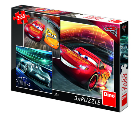 Puzzle 3 in 1 - Cars 3: Cursa cea mare (3 x 55 piese)