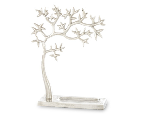 Decoratiune de birou, copac, argintiu, 37,5x27x8 cm