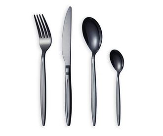 Set tacamuri din inox 24 piese, Grunberg, BL386B24, Negru