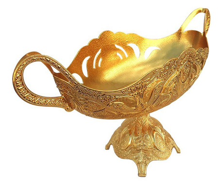 Fructiera din metal cu toarte, Luxury, Gold, 39 cm, 156STH