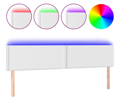 LED Горна табла за легло, бяла, 180x5x78/88 см, изкуствена кожа
