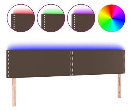 LED Горна табла за легло, кафява, 200x5x78/88 см