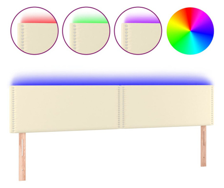 LED Горна табла за легло, кремава, 160x5x78/88 см