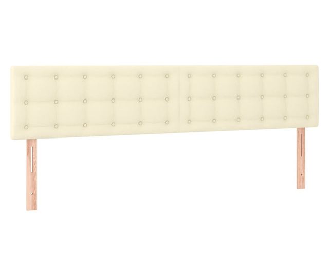 LED Табла за легло, Кремаво, 200x5x78/88 см, Еко кожа