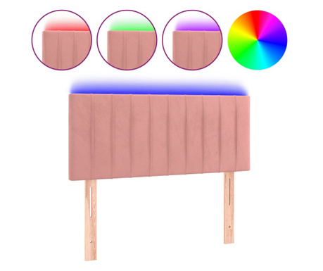 LED posteljno vzglavje roza 100x5x78/88 cm žamet