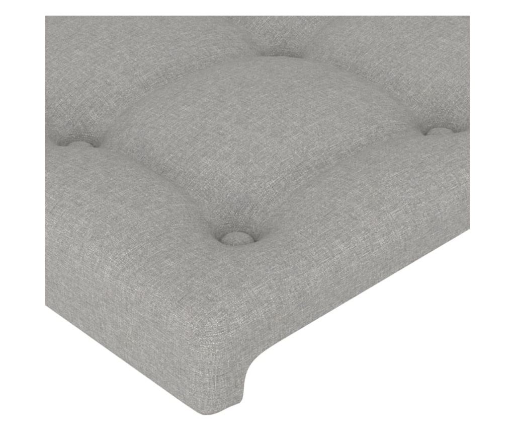 LED Табла за легло, Светло сиво, 80x5x118/128 см, Текстил - 5