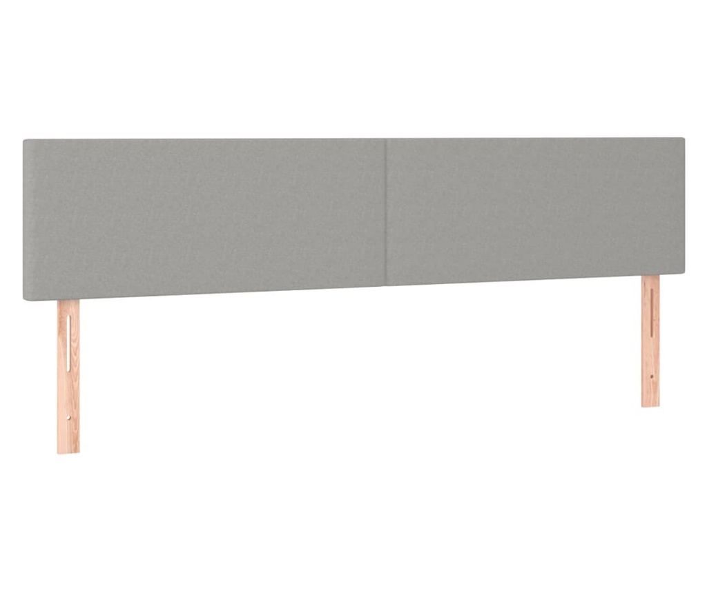 Легло с пружини, матрак и LED осветление, светло сиво, 200x200 см, текстил - 7