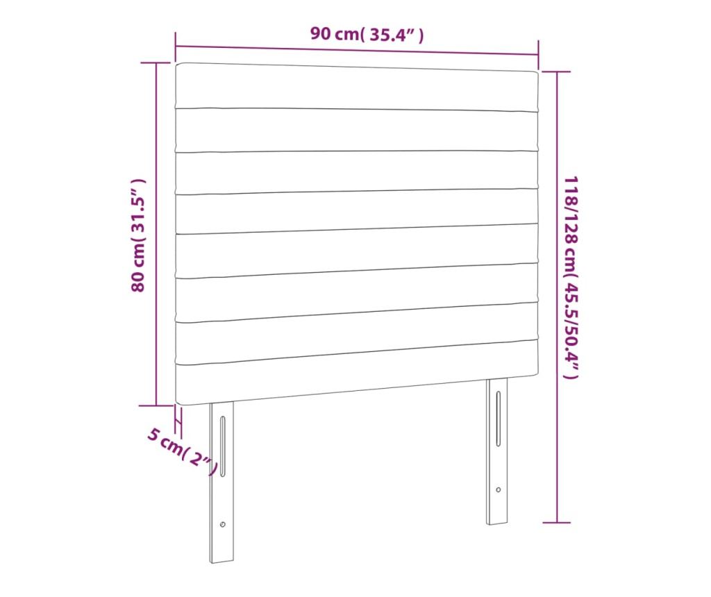 Čelo postele černé 90x5x118/128 cm sametové - 8