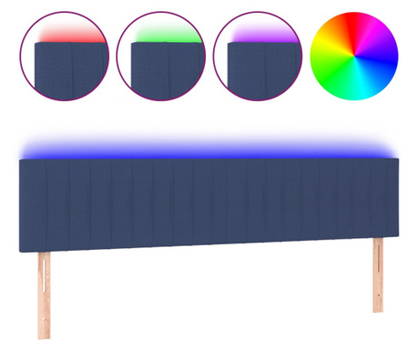 LED posteljno vzglavje modro 200x5x78/88 cm blago