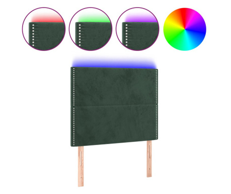 LED горна табла за легло, тъмнозелена, 80x5x118/128 см, кадифе