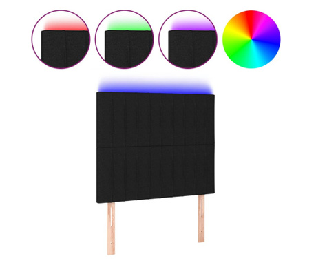 LED горна табла за легло, черна, 100x5x118/128 см, плат