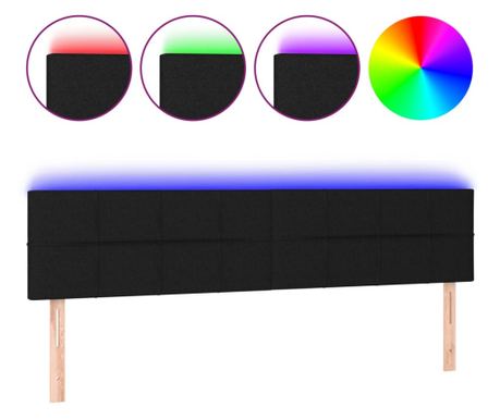 LED uzglavlje crno 200x5x78/88 cm od tkanine