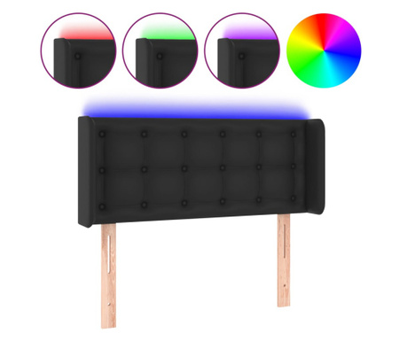 LED горна табла за легло, черна, 83x16x78/88см, изкуствена кожа