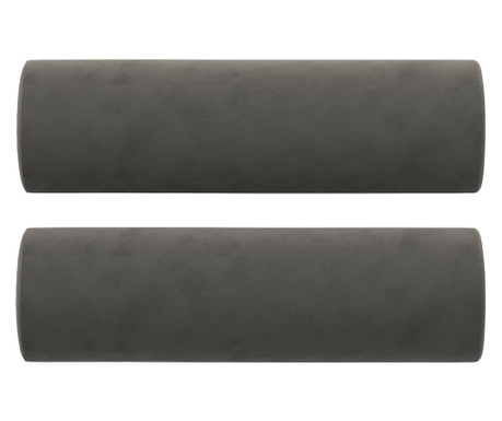 Perne decorative, 2 buc., gri inchis, Ø15x50 cm, catifea