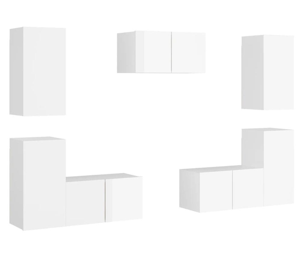 Set TV ormarića, 7 dijelova, bijela ekstra sjajna, PAL - 2