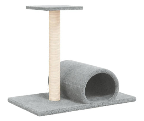 Котешки стълб за драскане с тунел, светлосив, 60x34,5x50 см
