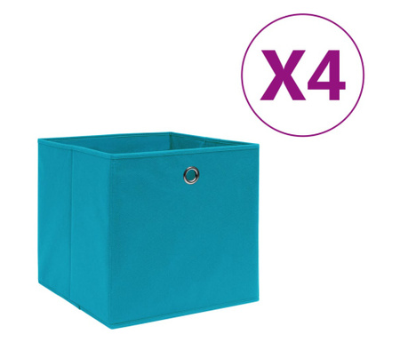 Кутии за съхранение 4 бр текстил 28x28x28 см бебешко сини