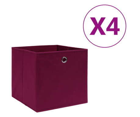 Кутии за съхранение 4 бр текстил 28x28x28 см тъмночервени