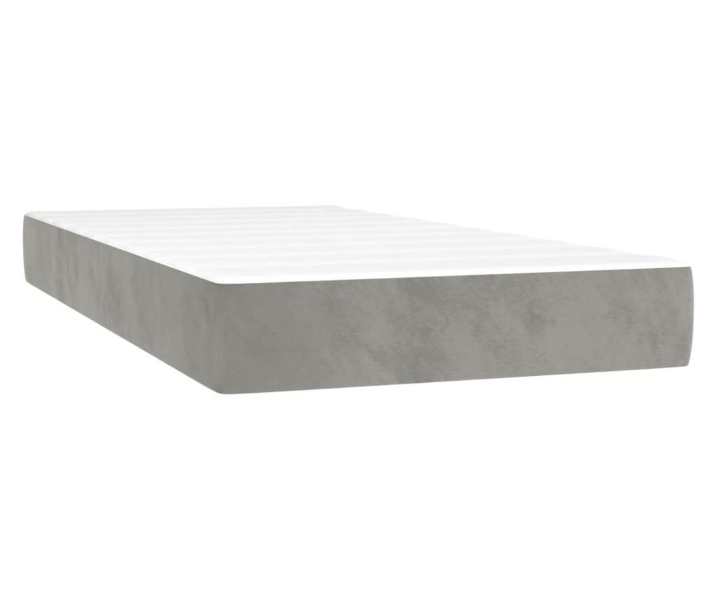 Boxspring krevet s madracem, svijetlo siva, 200x200 cm, baršun - 5