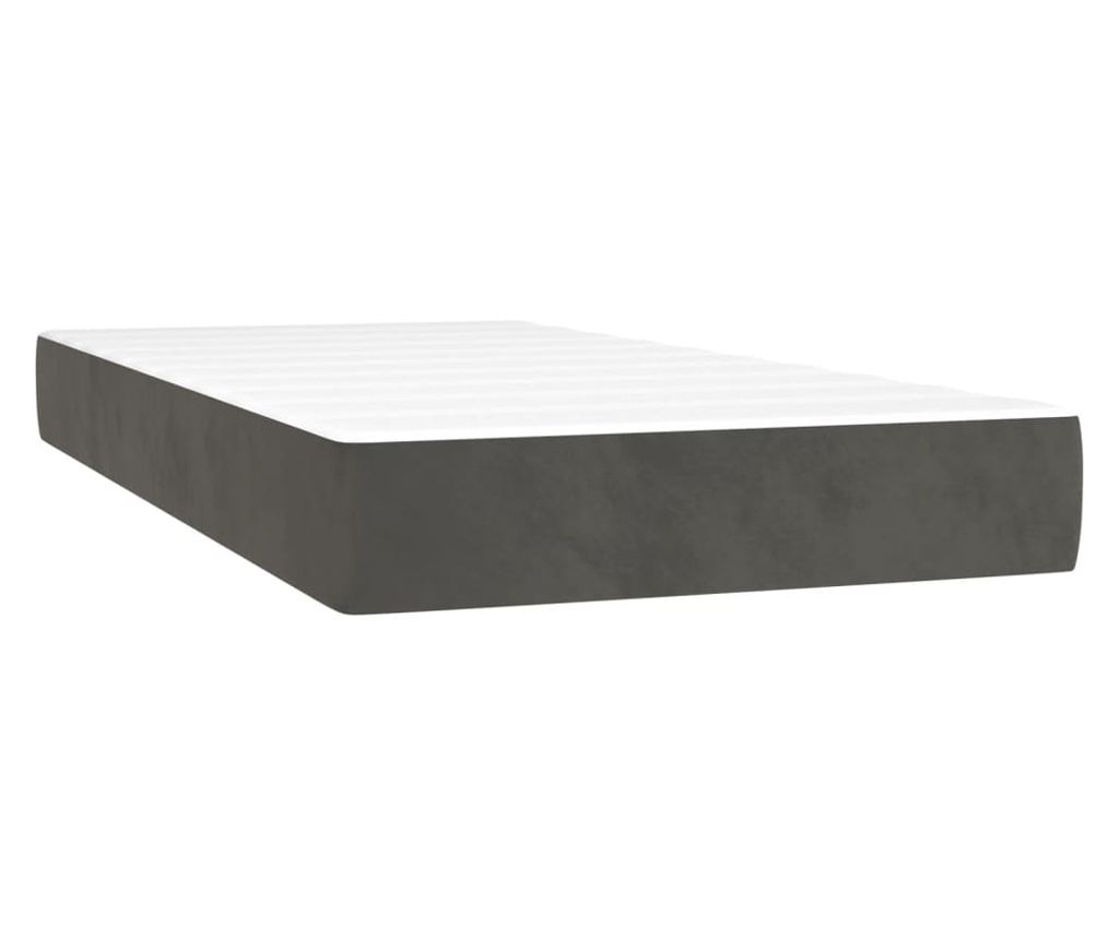Boxspring postelja z vzmetnico, temno siva, 100x200 cm, žamet - 5
