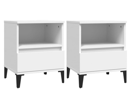 Нощни шкафчета, 2 бр, бели, 40x35x50 см